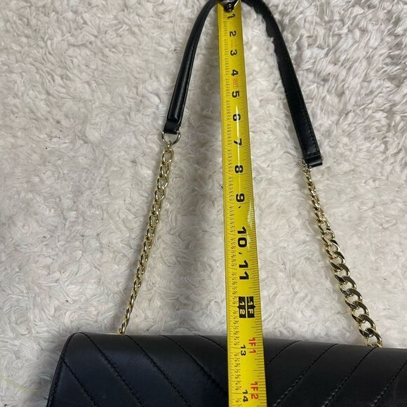 Karl Lagerfeld Purse Womens Black Quilted Shoulder Bag Gold tone Chain Strap - Picture 13 of 16
